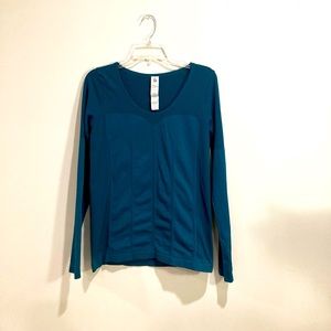 Fabletics Delta Seamless Long Sleeve Top, Size L, Teal